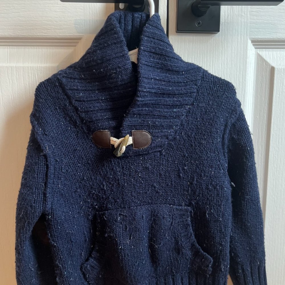 Size 3: Joe Fresh Shawl Collar Navy Sweater with Elbow Patches